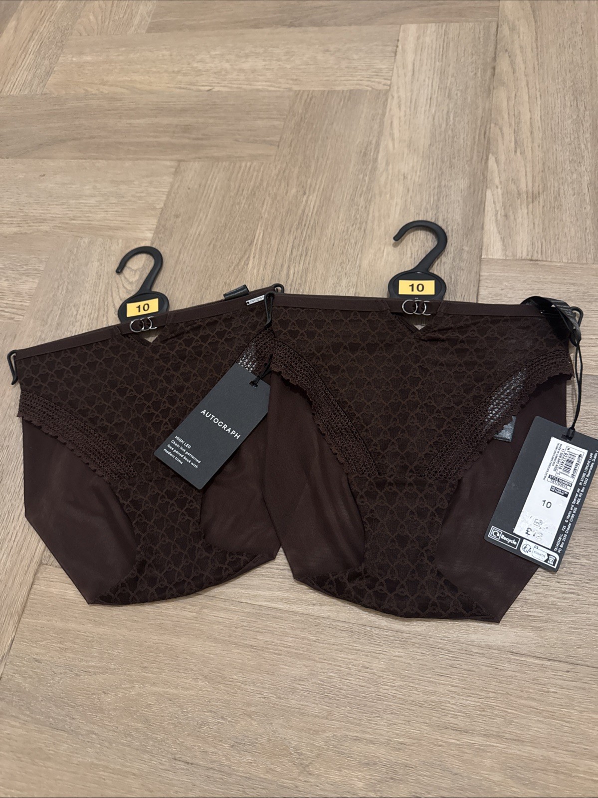 Marks and Spencer Autograph High Leg Briefs Size 10 X 2