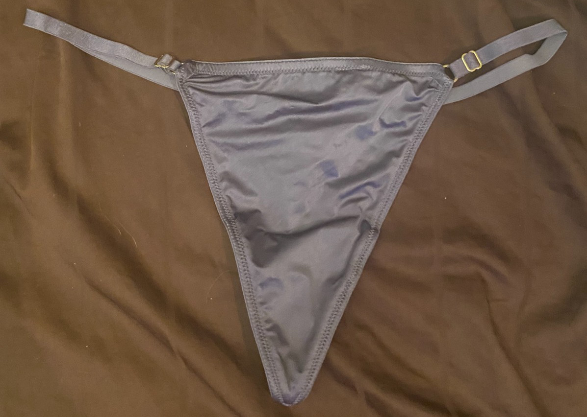 Victoria’s Secret VERY SEXY Adjustable Satin Smooth V-String Thong Panty L Gray