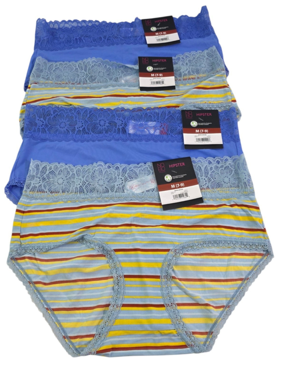 No Boundaries NOBOMicro Lace Hipster 4-Pack Multi-Color Panties – Size Medium