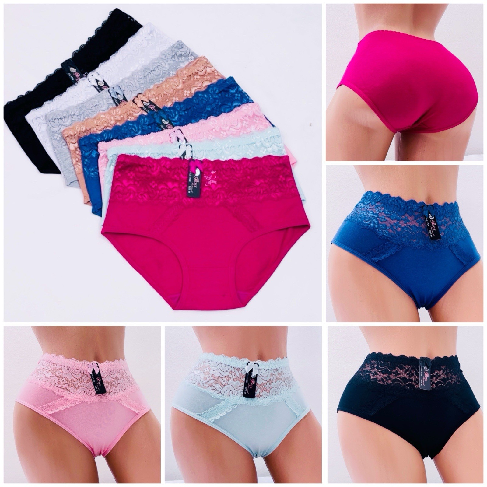 Lot 6 Pack Women Mid-Waist Cotton Underwear Panties Briefs Full Cover Soft 1706