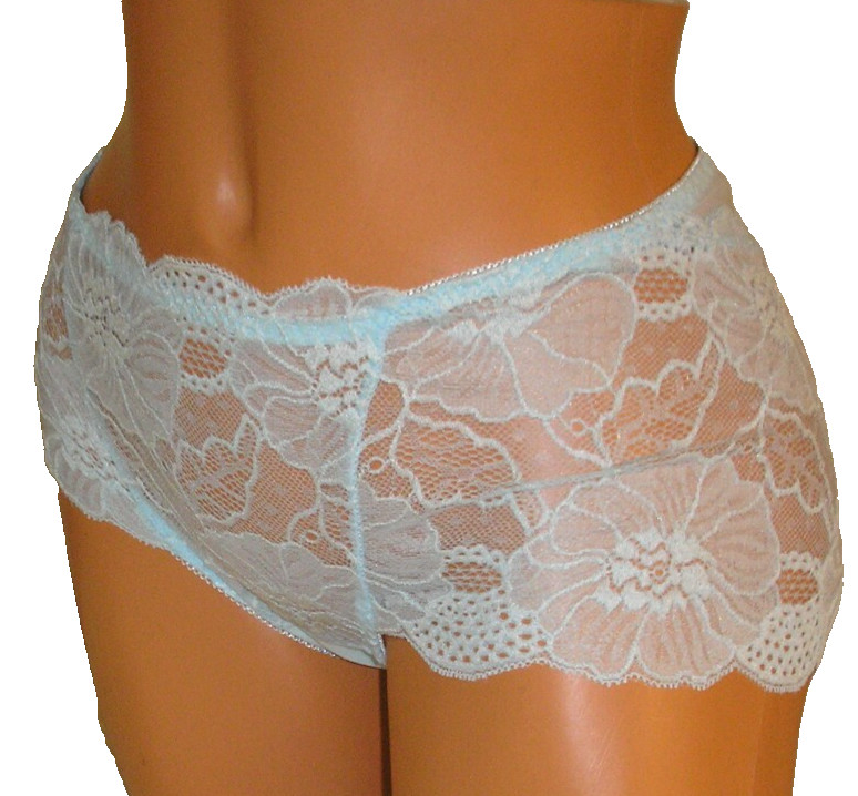 Panties Lingerie Baby Blue Floral Lace Briefs XL Adult Gift