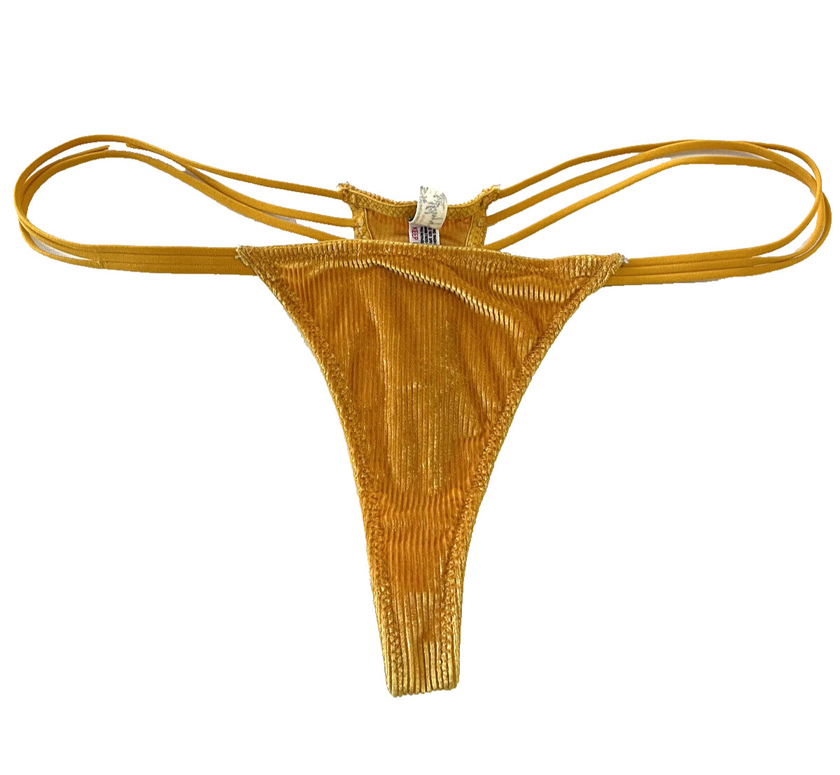 Anthropologie FREE PEOPLE Ribbed Golden Yellow THONG PANTY Large