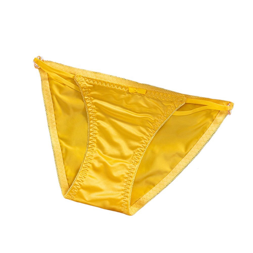 Low Waist Women’s Underwear in Seamless Satin Ice Silk with Thin Straps