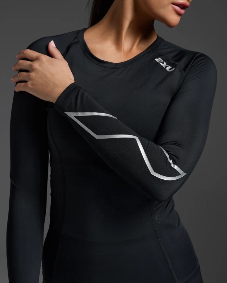 SALE | 2XU Core Womens Compression Long Sleeve Top – Black/Silver