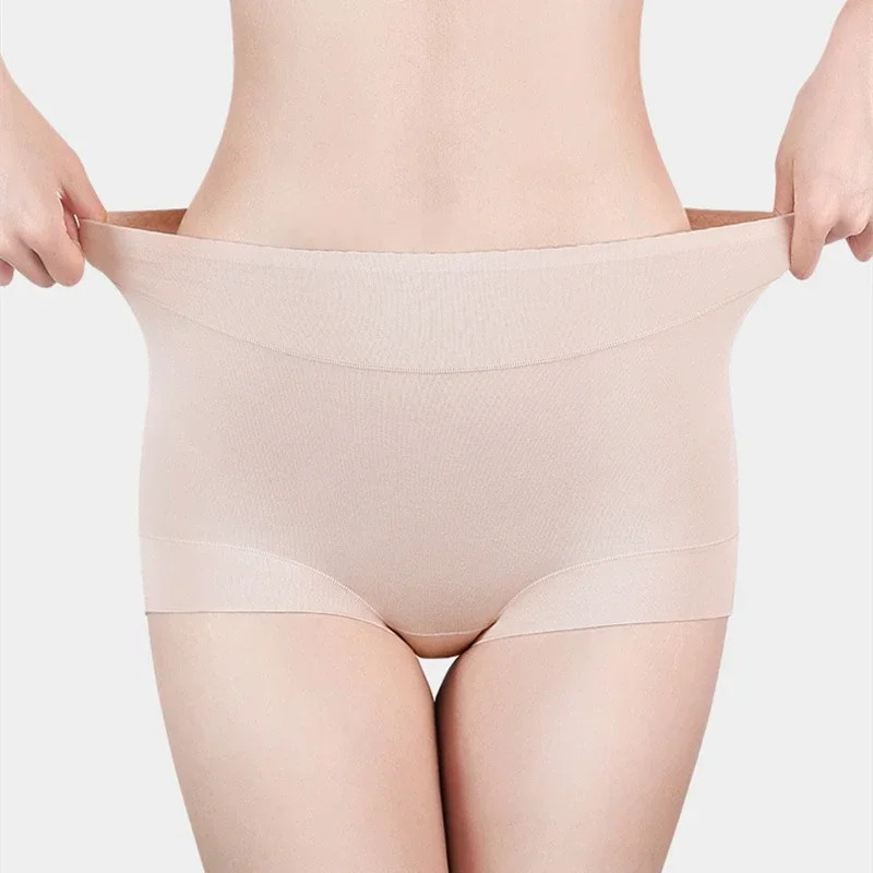 1pc High Rise Panties Pure Cotton Solid Color Boxer Shorts Plus Size Underwear