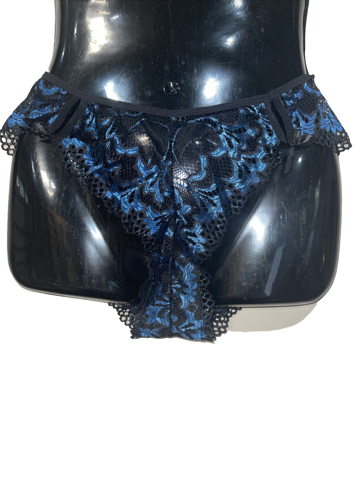 Knotty Knickers Lace Bikini Panty Womens Large Blue Black Sissy Whimsigoth Fairy
