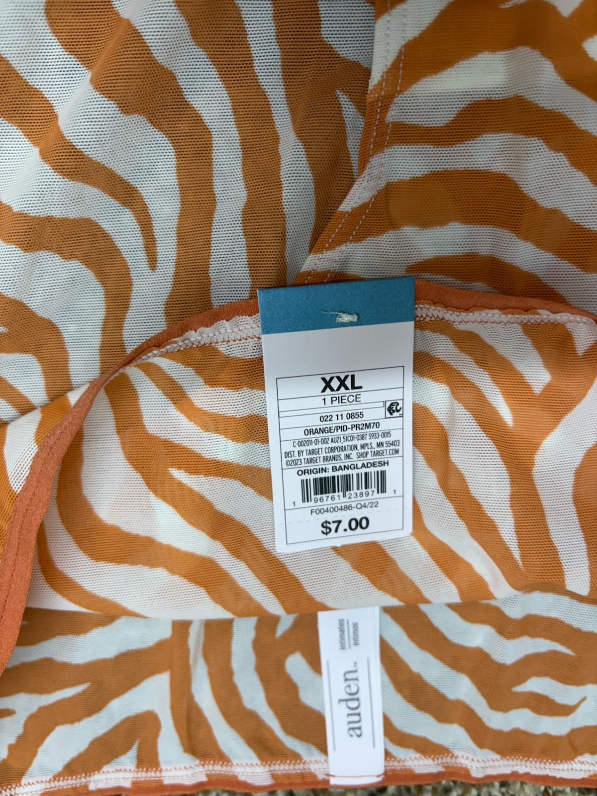 Auden Orange Brief Panty. Size: XXL.