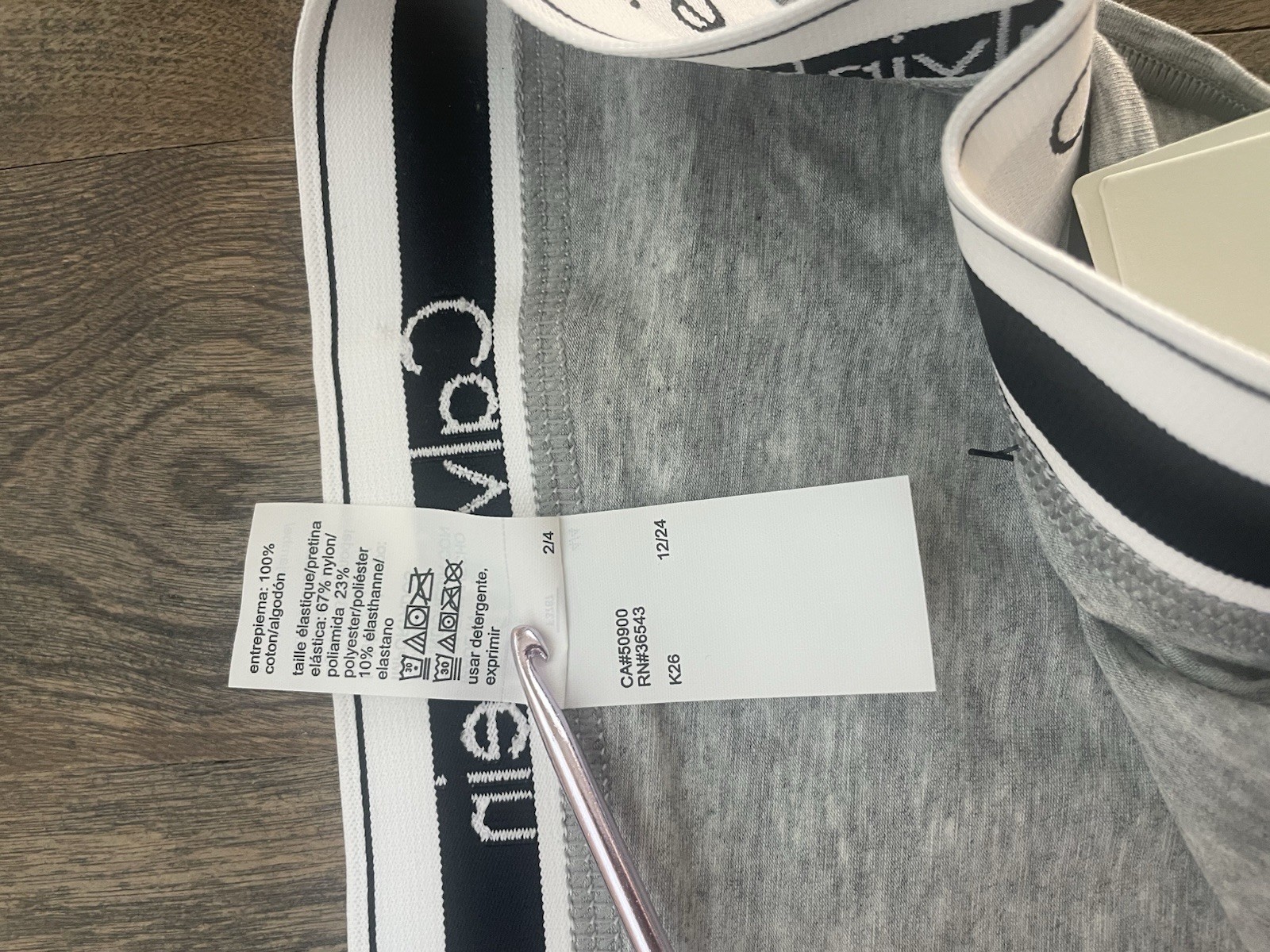 NWT Calvin Klein F3787 Icon Cotton Modal Bikini, Gray Black Stripes Logo Large