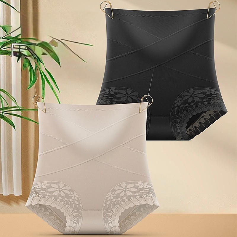 Tummy Control Shapewear for Women Lace Mid Waisted Underwear Body Shaper Panties
