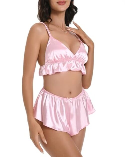 Women’s Satin Fluted French Skirt Shorts Knickers Briefs XX-Large Baby Pink