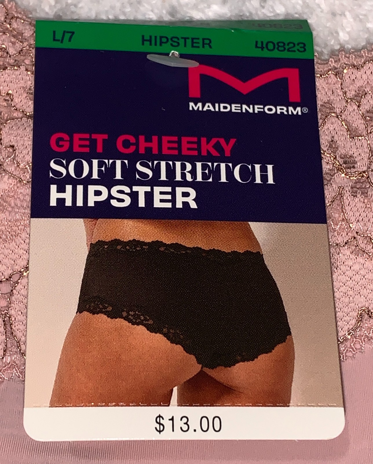 MAIDENFORM Sexy Must Haves Luxurious Lace Pink Cheeky Hipster Panty Womens M L