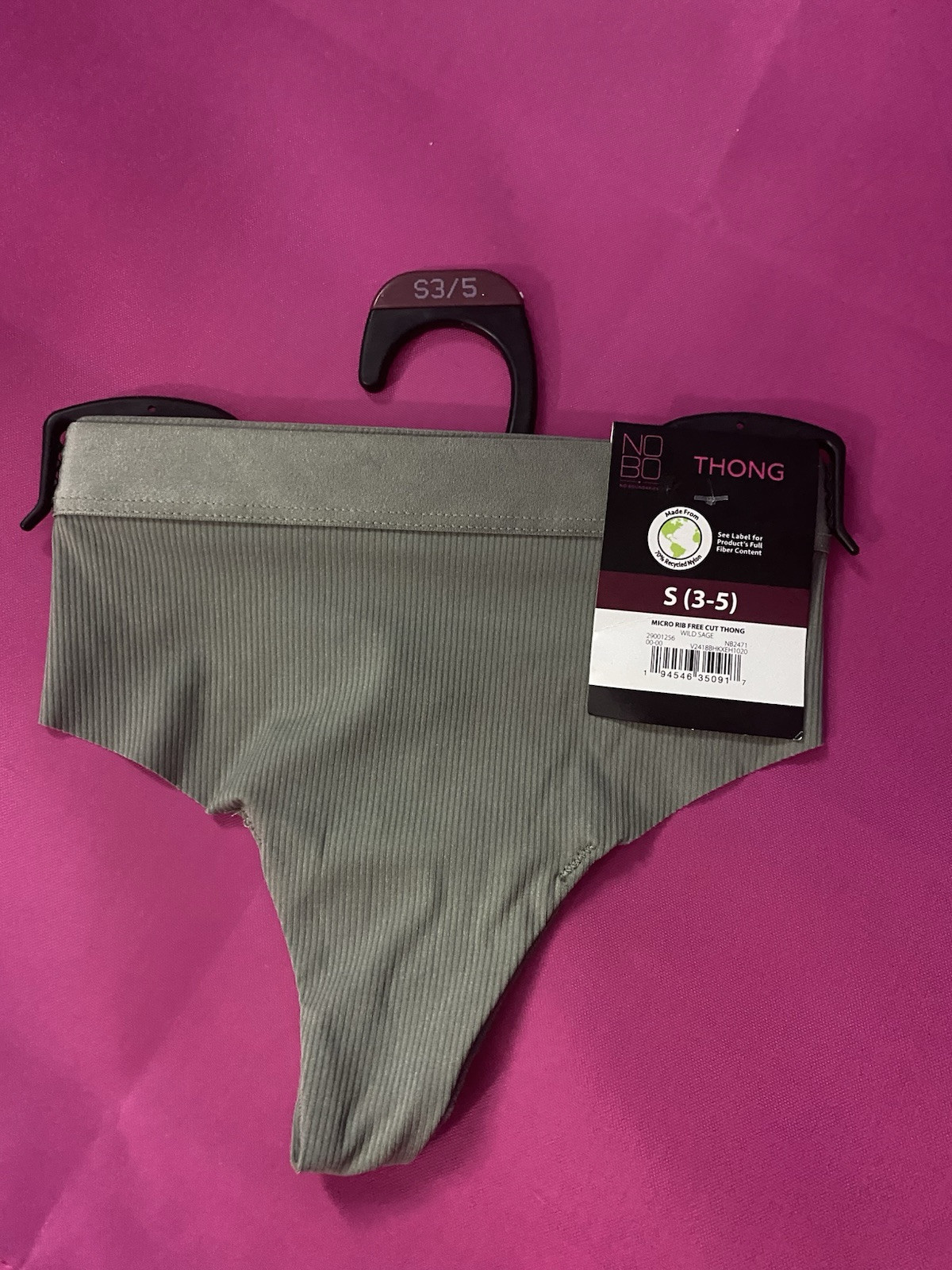 NWT Small 3-5 No Boundaries Women’s Thong Comfortable Wild Sage