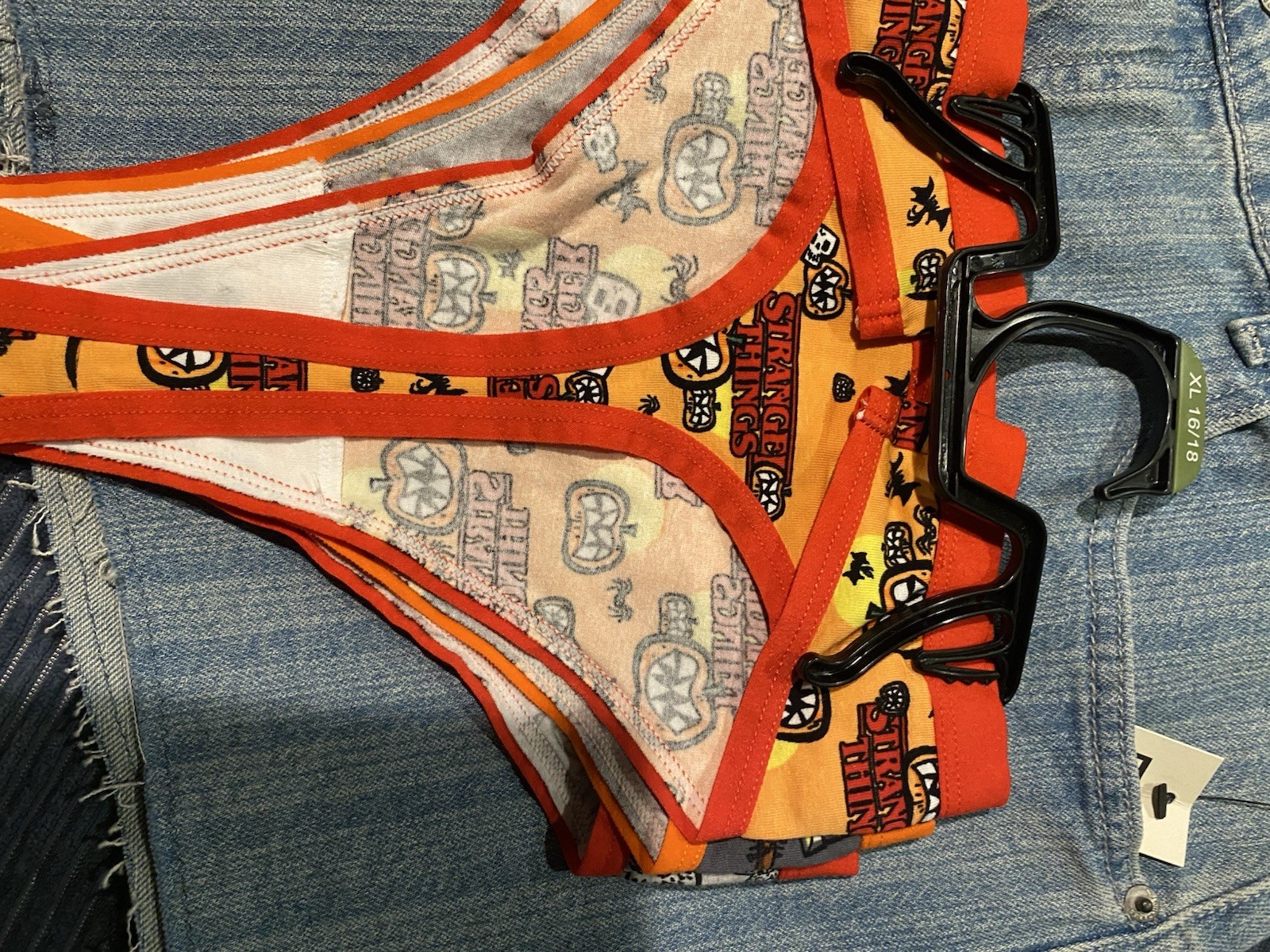 Celebrate! Halloween Graphic Print Cotton Thong Panties 4 Pack L 12/14
