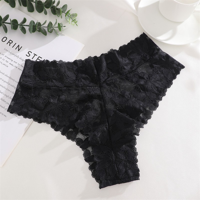 3 Pack Lot Sexy Womens See Through Lace Panties Thongs Briefs High Cut Underwear