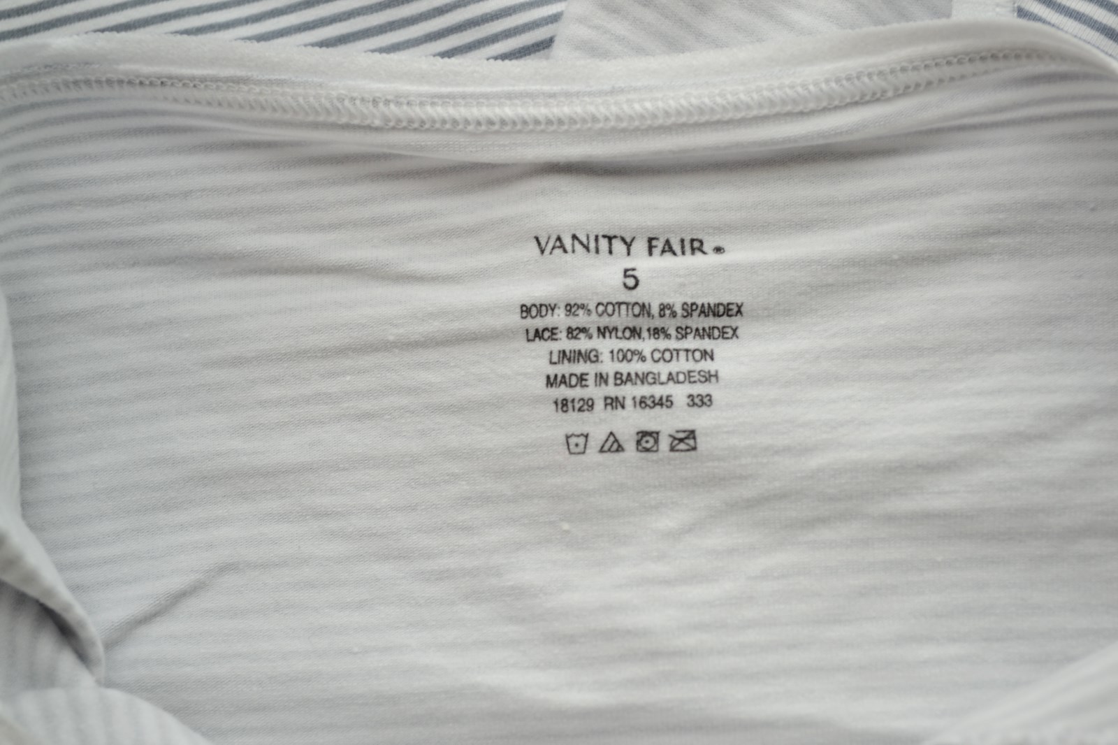 Set of 3 Vanity Fair 18129 Lace Trim Strip print Hip Brief cotton spandex Panty