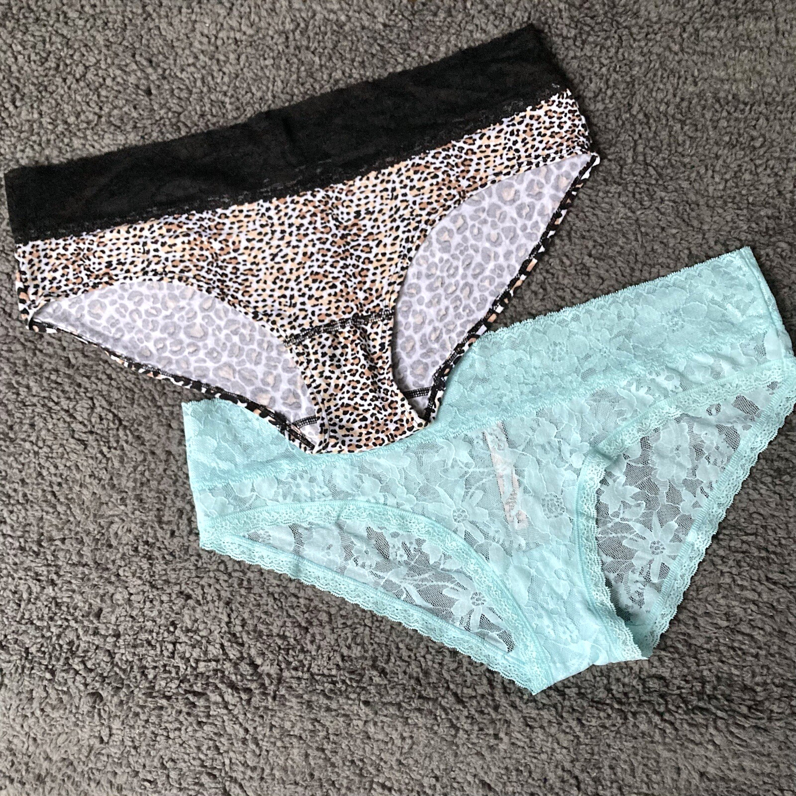 Victoria Secret Cheetah Hiphugger Hipster Hip Hugger Teal 2 Panties Bundle XL