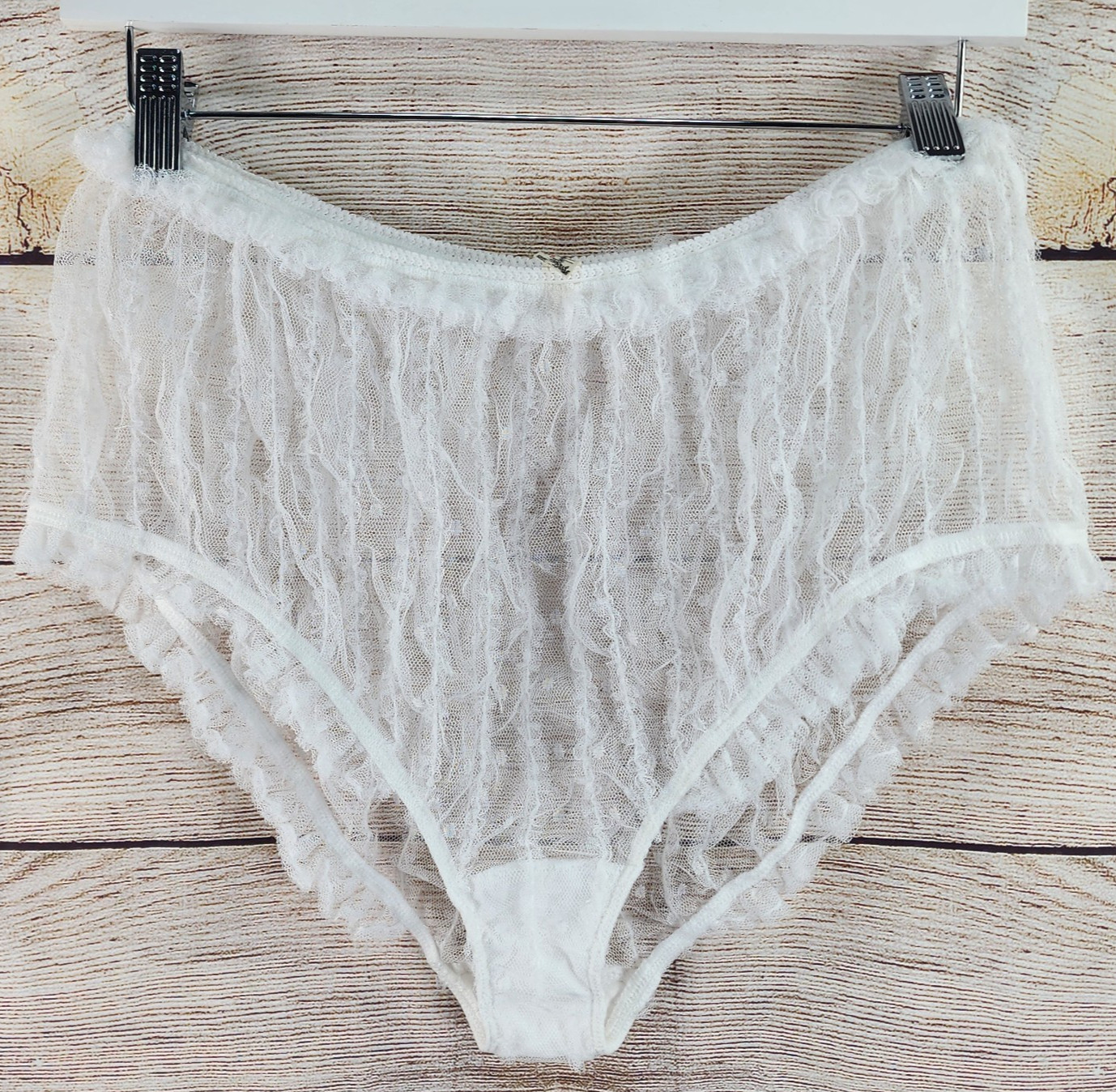 Intimately Free People Lace Panty Women’s S White High Waist Ruffle Sheer
