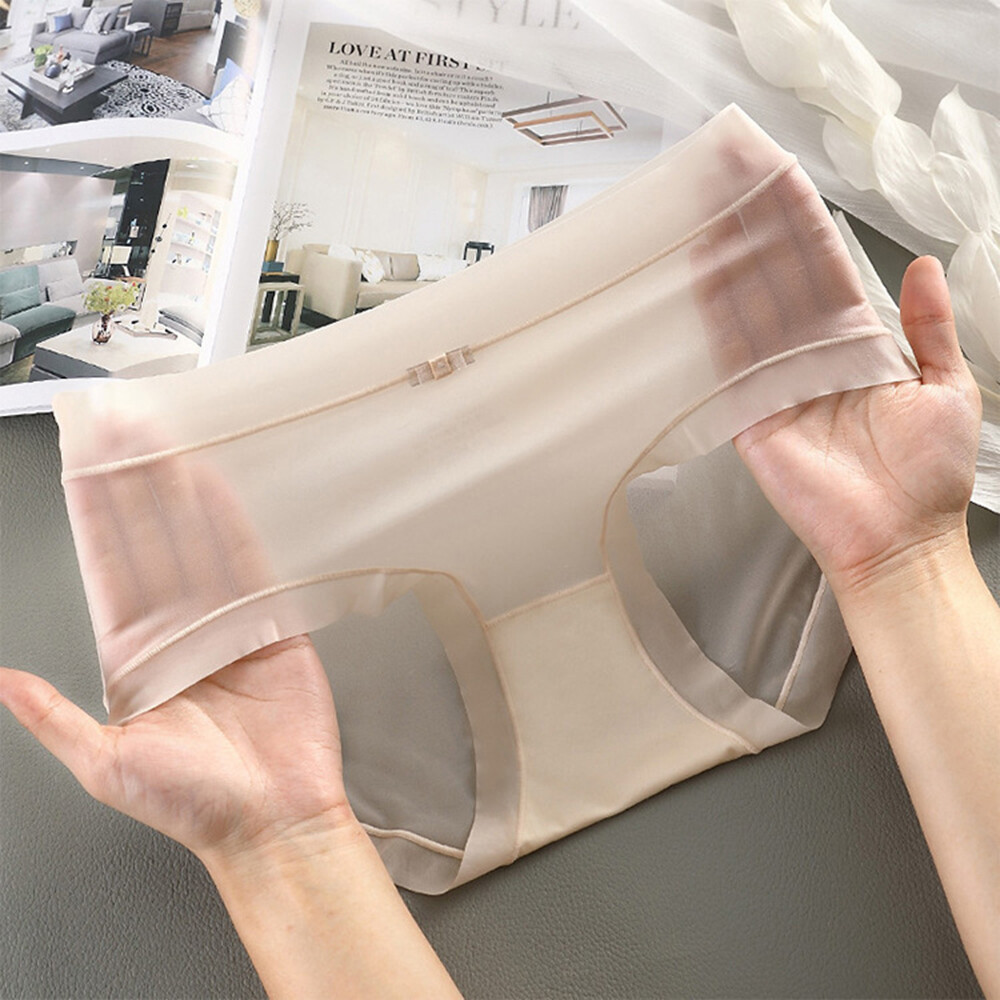 3 Pack Women’s Ice Silk Seamless Panties Briefs Underwear Knickers Underpants