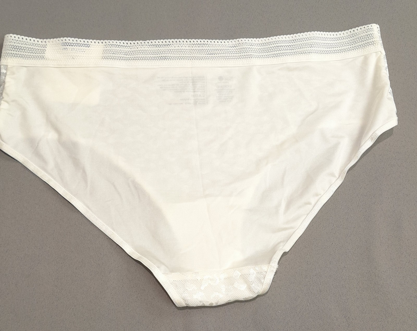 Secret Treasures Womens Panties S 4/6 Cream Jacquard Lace Hipster Semi Sheer NWT