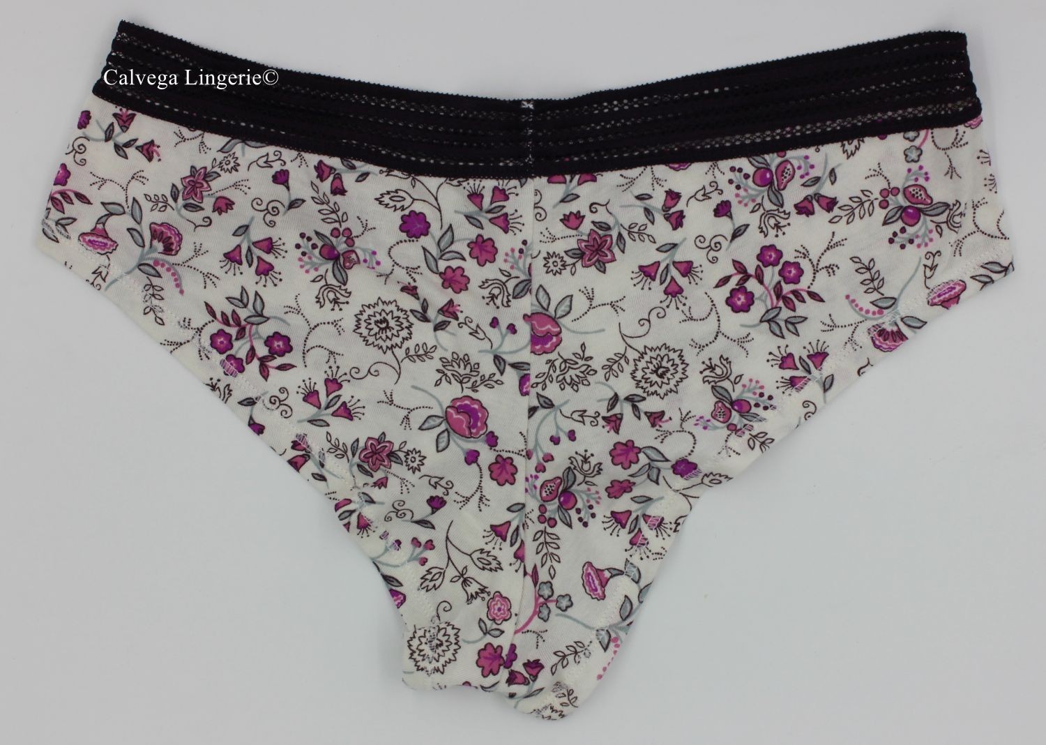 NWT Calvin Klein D3382 “Garden” Cotton w/Lace Low-Rise Hipster Ivory Burgundy S