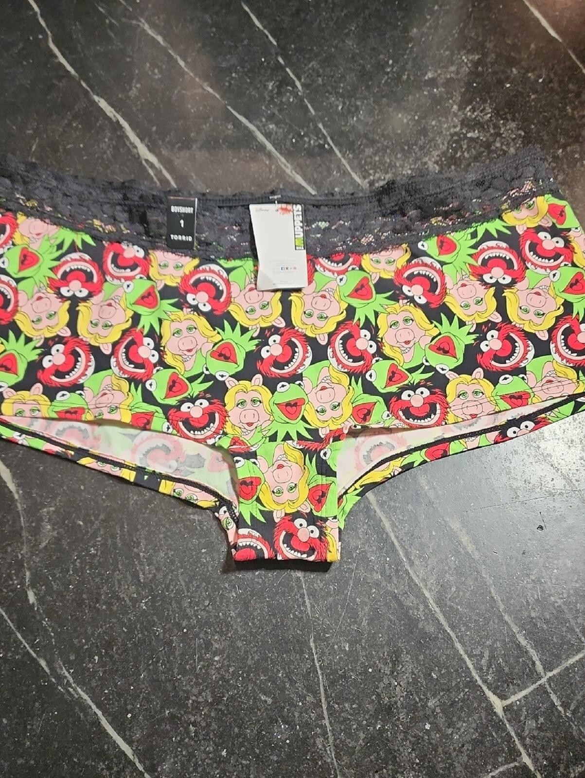 NWT Torrid Boyshort Panties Muppets With Black Lace Trim Size 1