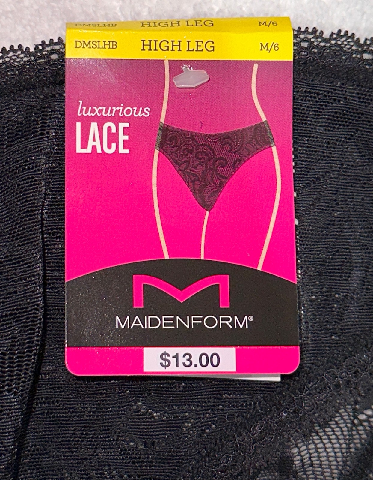 MAIDENFORM Luxurious Lace Black High Cut Leg Brief Panty Womens S 5 M 6 L 7 XL 8