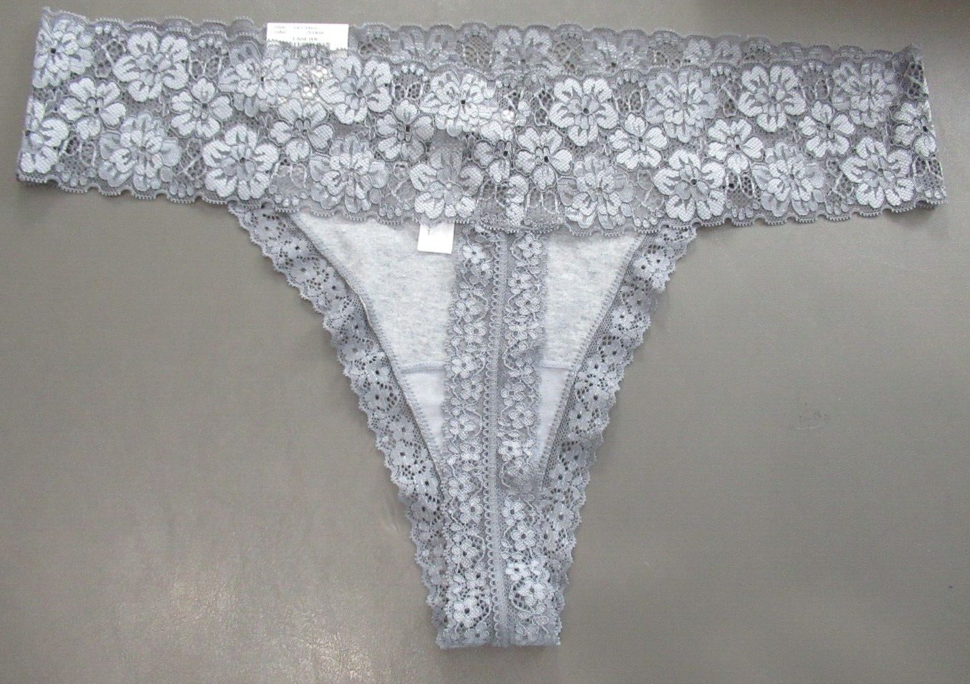 Jenni Women’s Wide Lace Waist Thong Panty Underwear, Gray Zebra, XXL