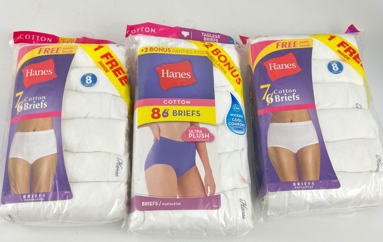 Hanes Women’s Briefs 22 Pair Size 8 XL White Cotton Tagless