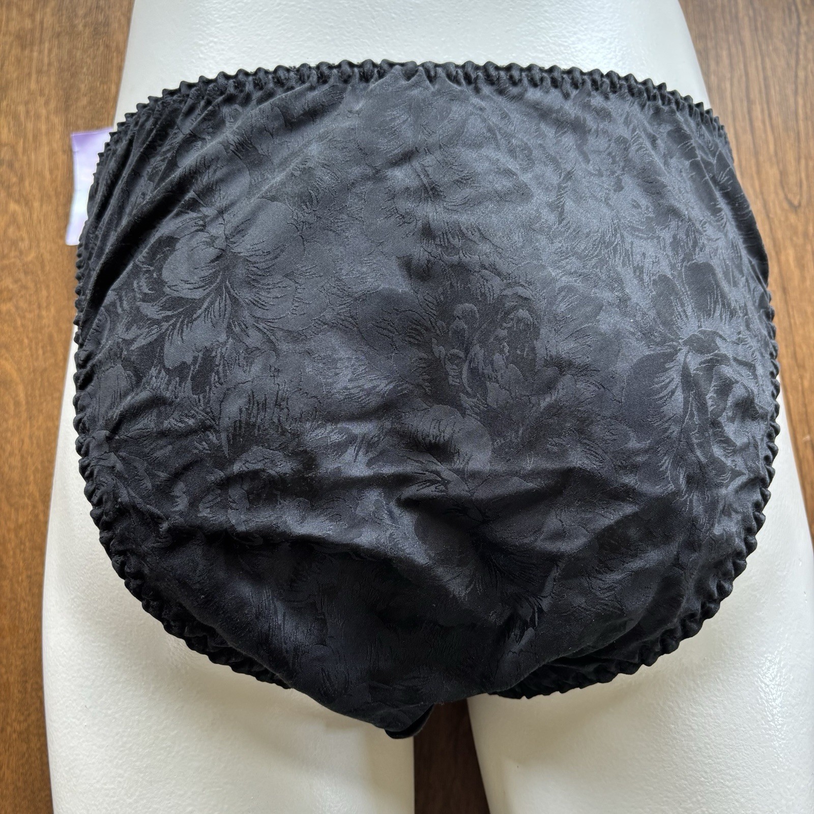 Vintage Silkscreen 100% Silk Lace String Bikini Panty Small Black – NWT