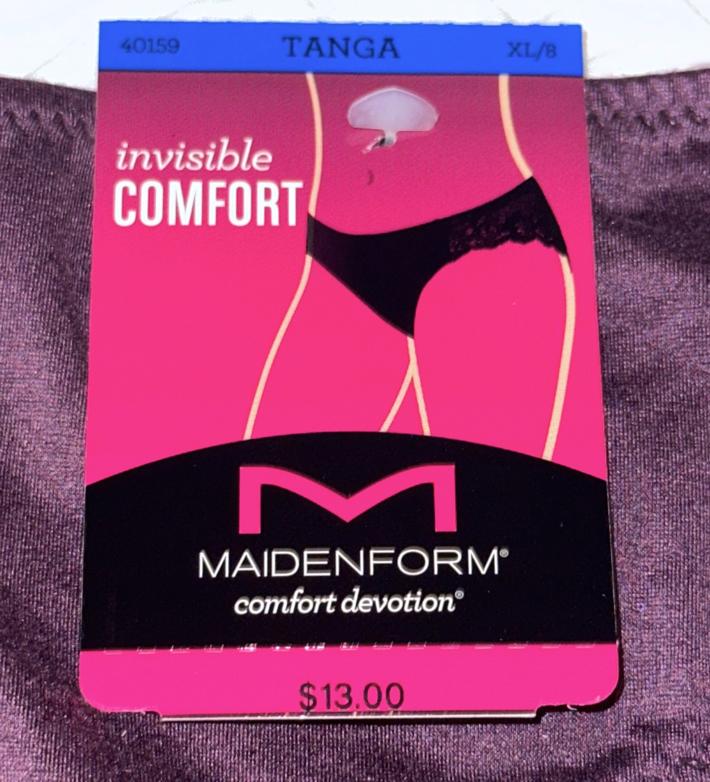 MAIDENFORM Comfort Devotion Lace Trim Quartz Purple Tanga Panty Womens L 7 XL 8