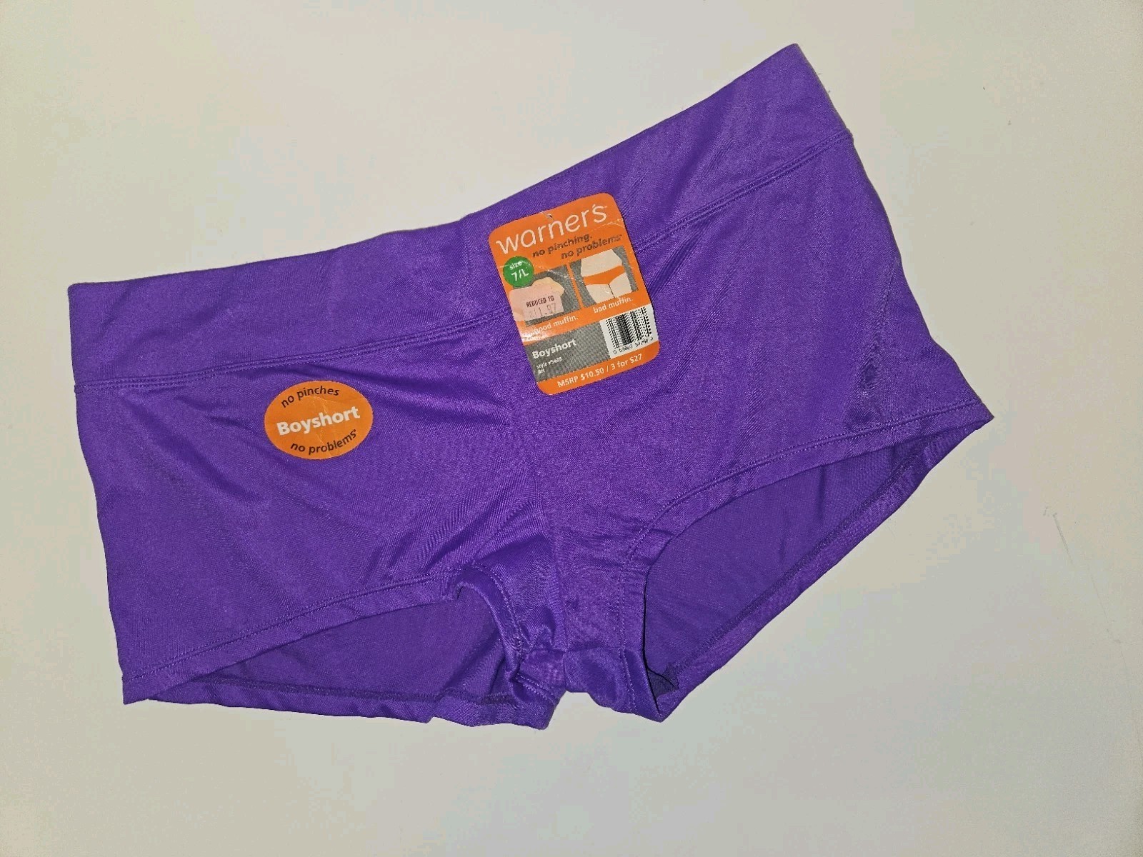 Warner’s No Pinching No Problems Boyshort Panties Purple Size Large 7 NWT 5438