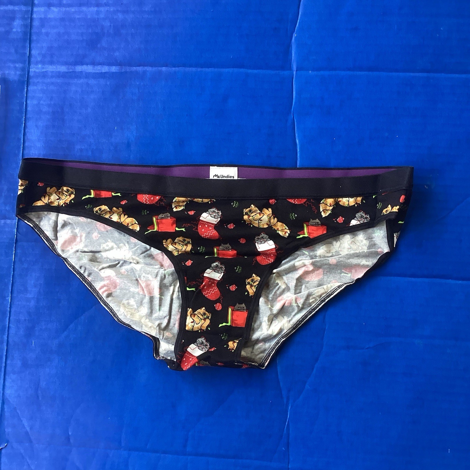 MeUndies Whisker Wonderland Black Kitten Graphic Bikini Underwear, Size XXL