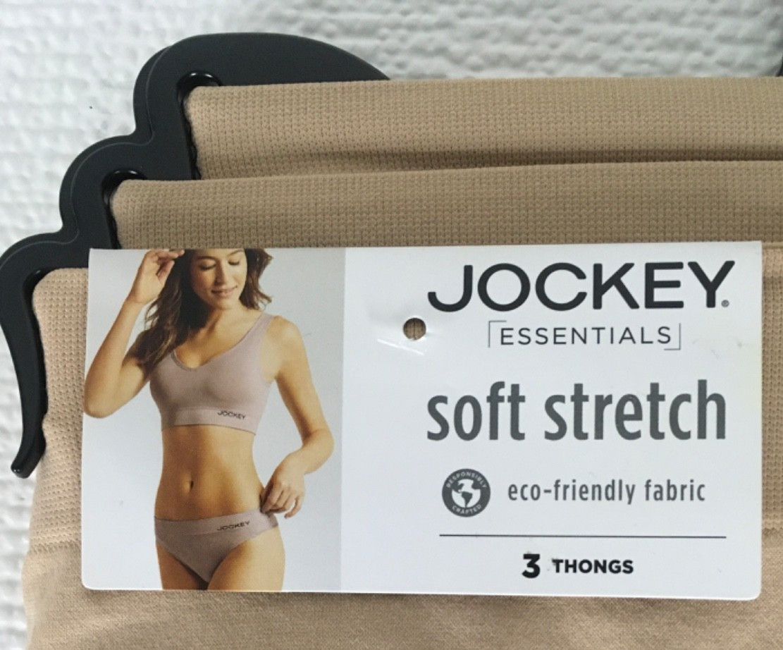 Jockey Essentials 3 Pack Thong Underwear Size XXL Seamless Soft Stretch Tan New