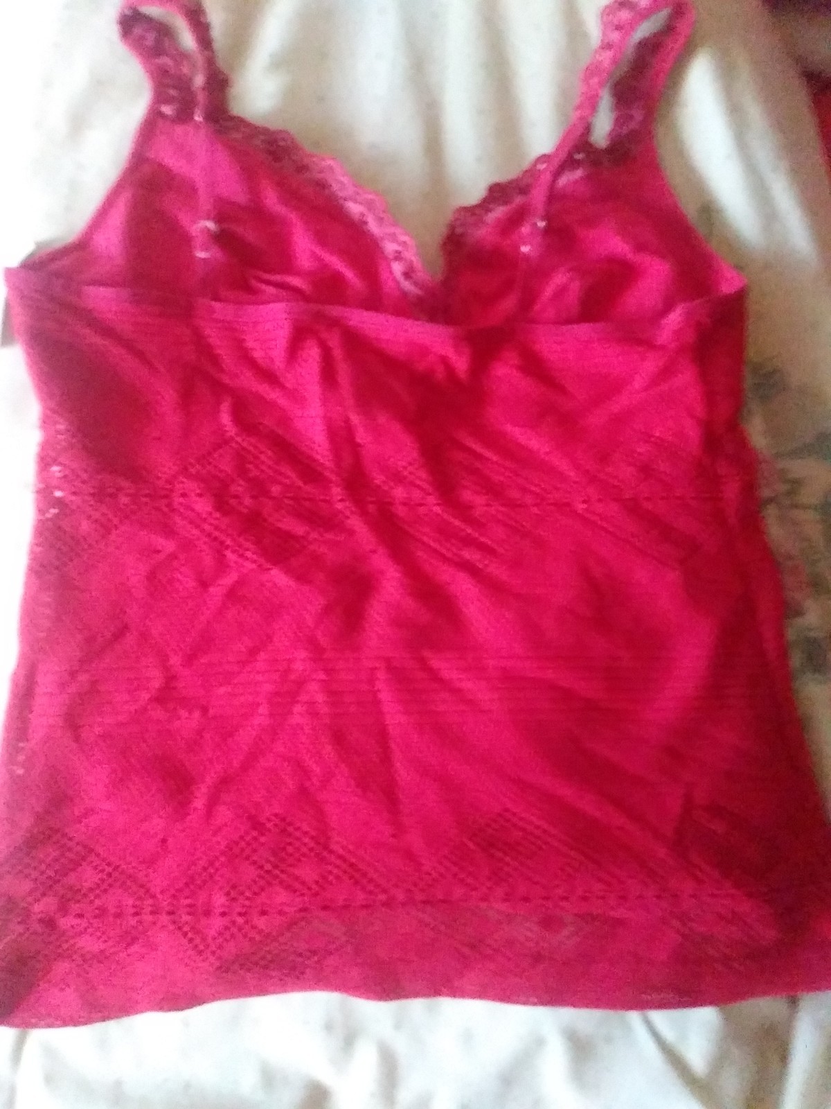 ARIANNE LINGERIE CAMISOLE AND PANTIES SIZE SMALL RED BURGUNDY KNIT NWT