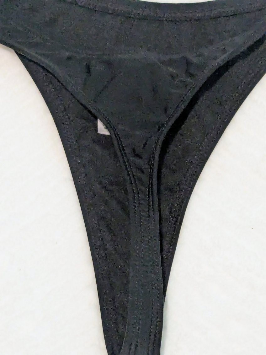 Black Low Rise Extra High Leg Women’s Thong Size S