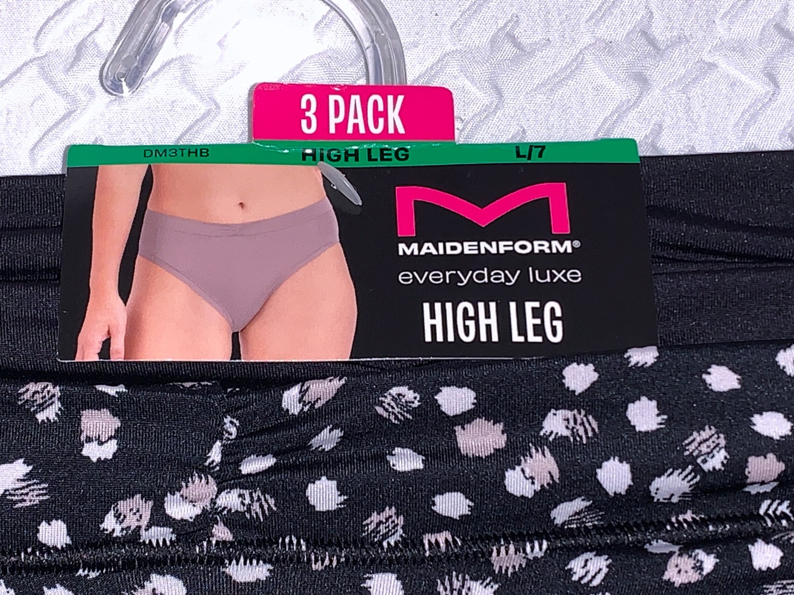 MAIDENFORM Everyday Luxe Stretch Micro 3 Pk Black High Leg Panty Womens Sz L 7