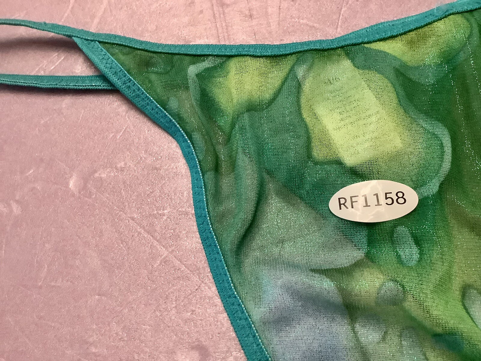 women panties string thongs CAPRICIA O’DARE Size M/6 green metallic sexy &comy