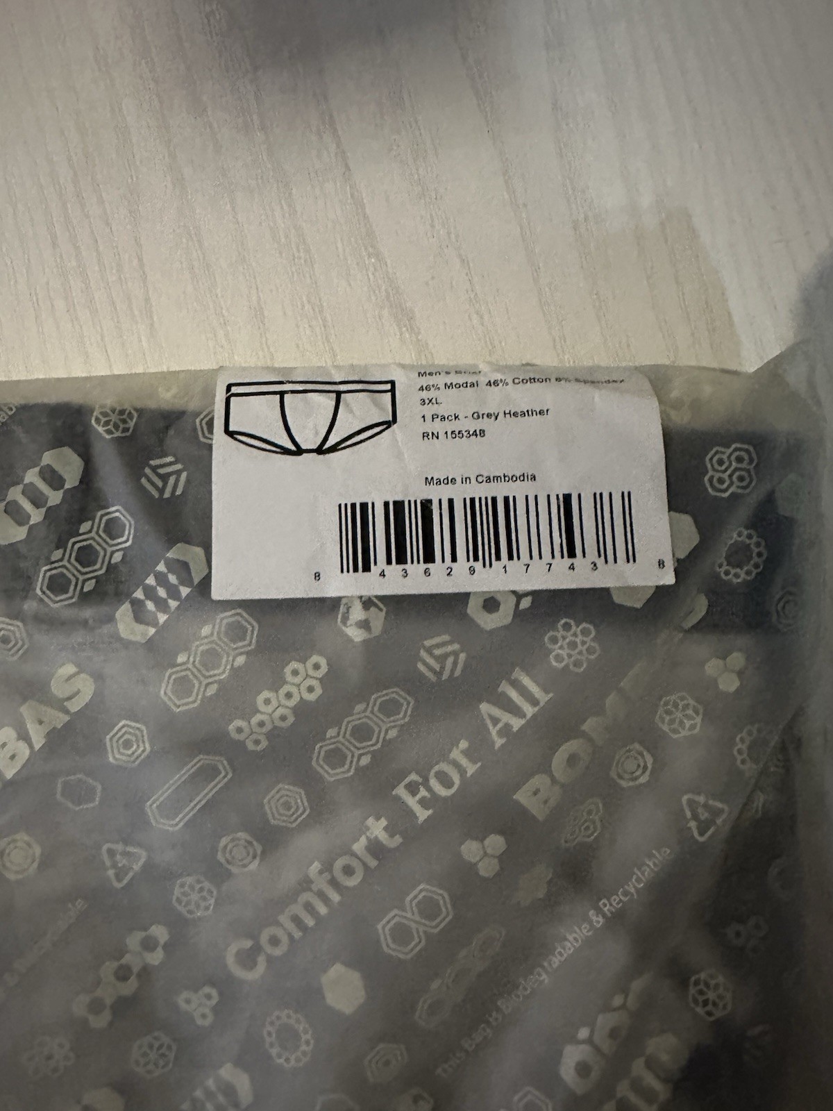 NWOT W”s Brief Elastic Cotton Modal Solid Gray Heather 3XL N335,N328,336