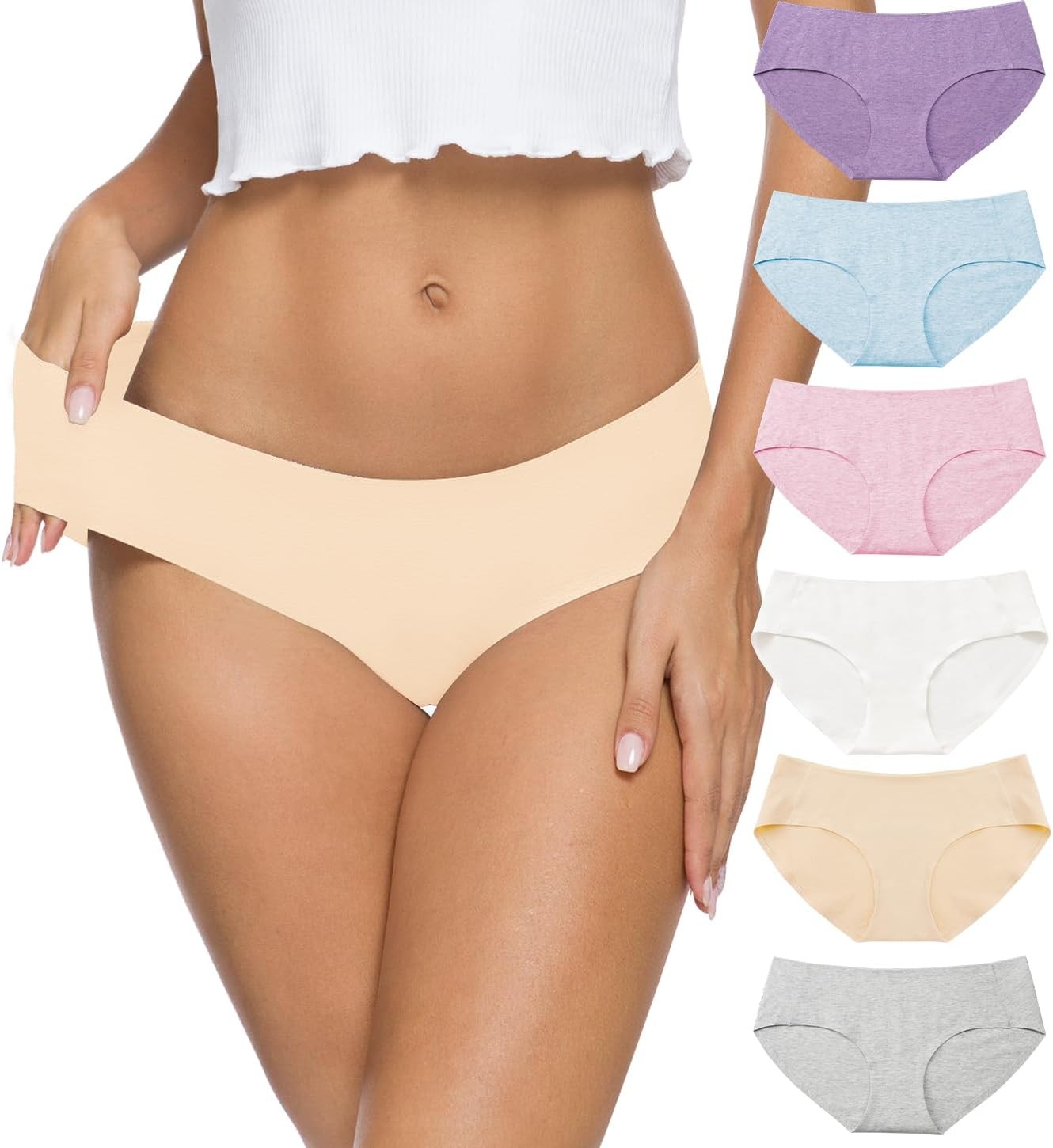 Womens Underwear Cotton Underwear for Women Seamless Hipster Bikini Briefs