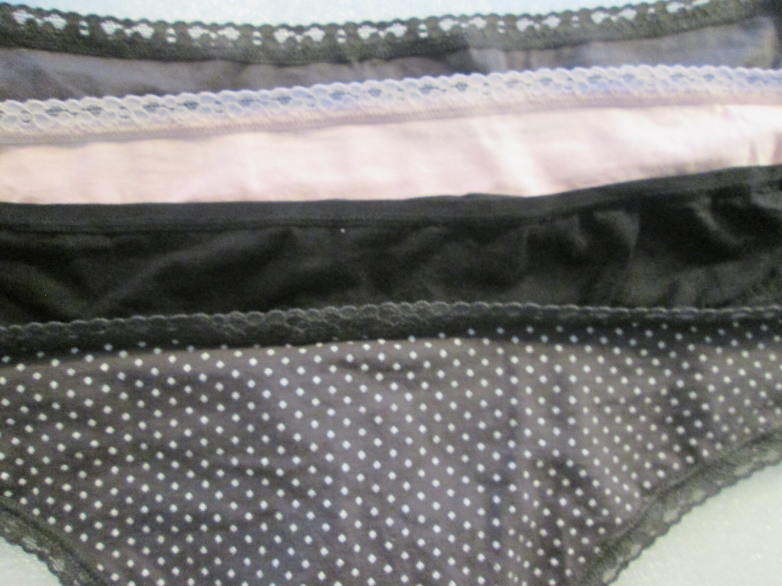 New 4 Ladies Thongs Cotton Panties💚Size XL💚Pink, Gray Dot, Black, Gray💚