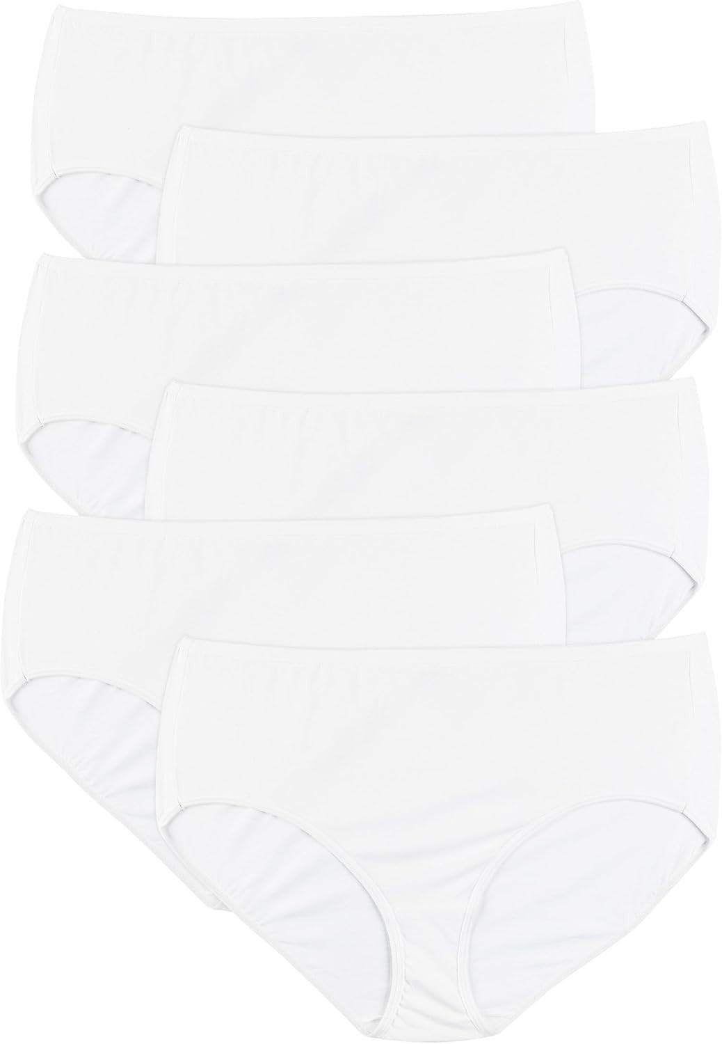 Just My Size Cotton White Briefs Underwear Panties Panty Women JMS Comfor 6-Pack