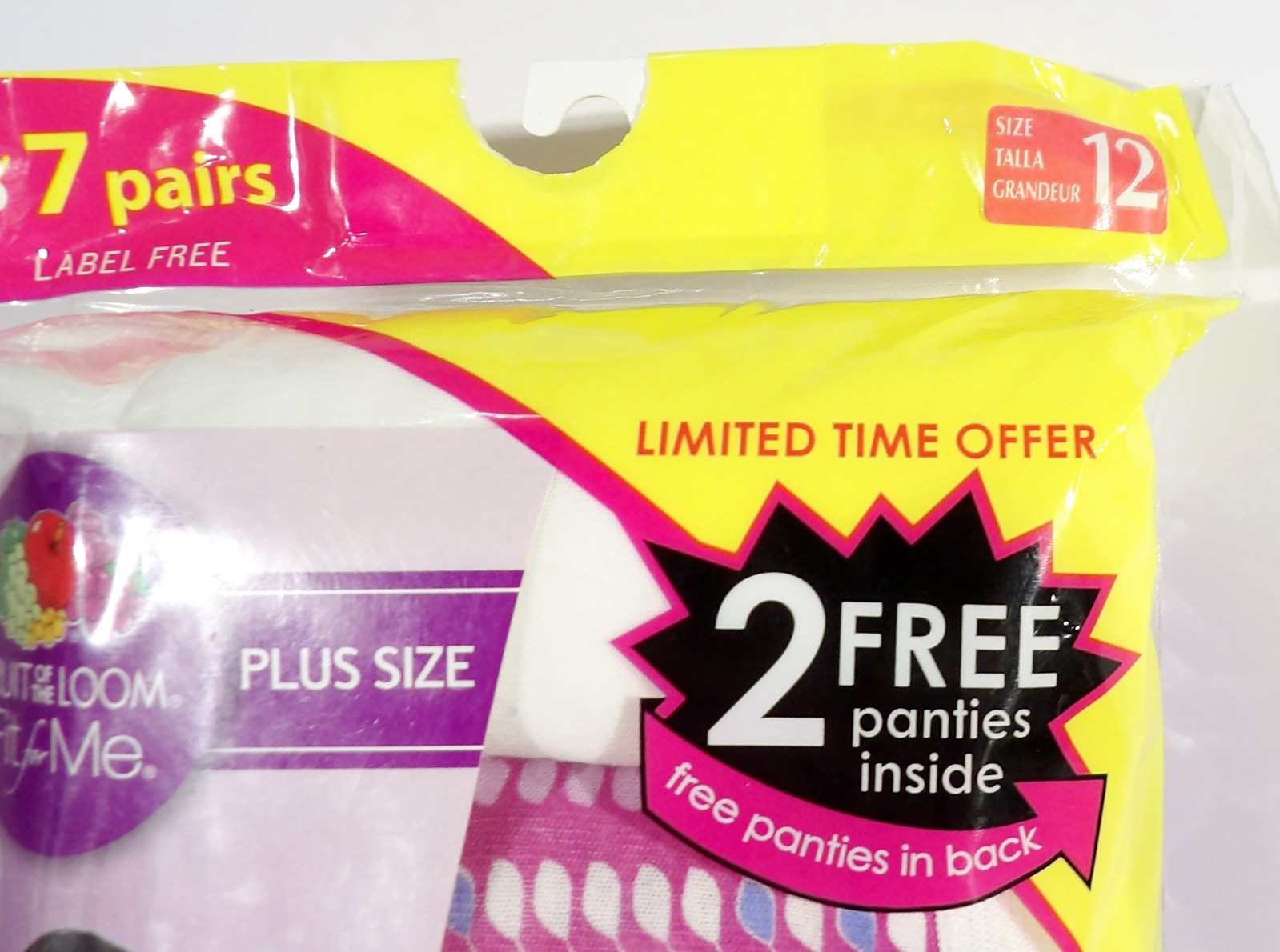 7 Pairs Fruit of the Loom Fit for Me Cotton Hi Cut Panties Plus Size 12 NOS 2011