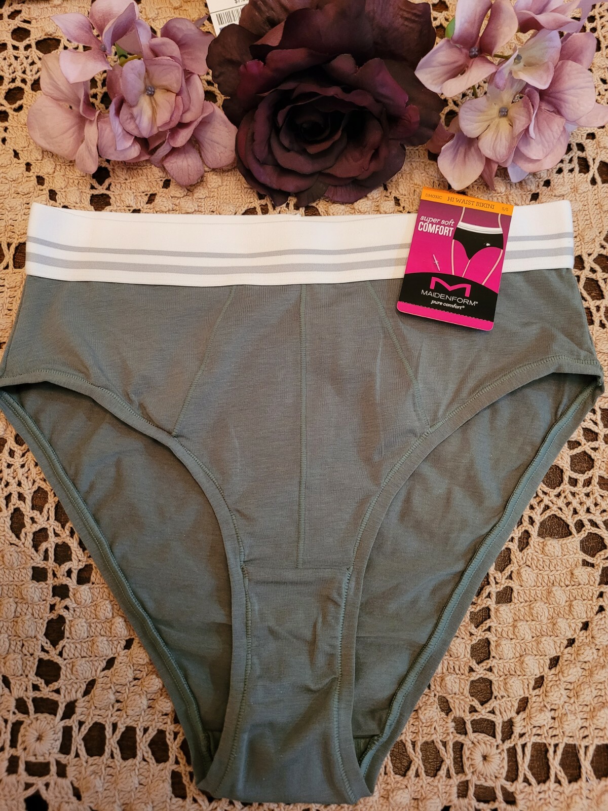 S/5 MAIDENFORM Super Soft Cotton Stretch DM032C~ HI-WAIST BIKINI Panty NWT