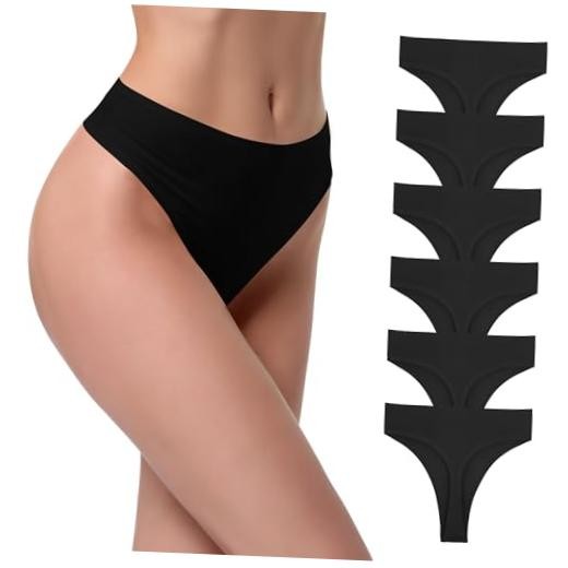 High Waist Cotton Thongs Women Cotton Rib XX-Large 6black-cotton Rib