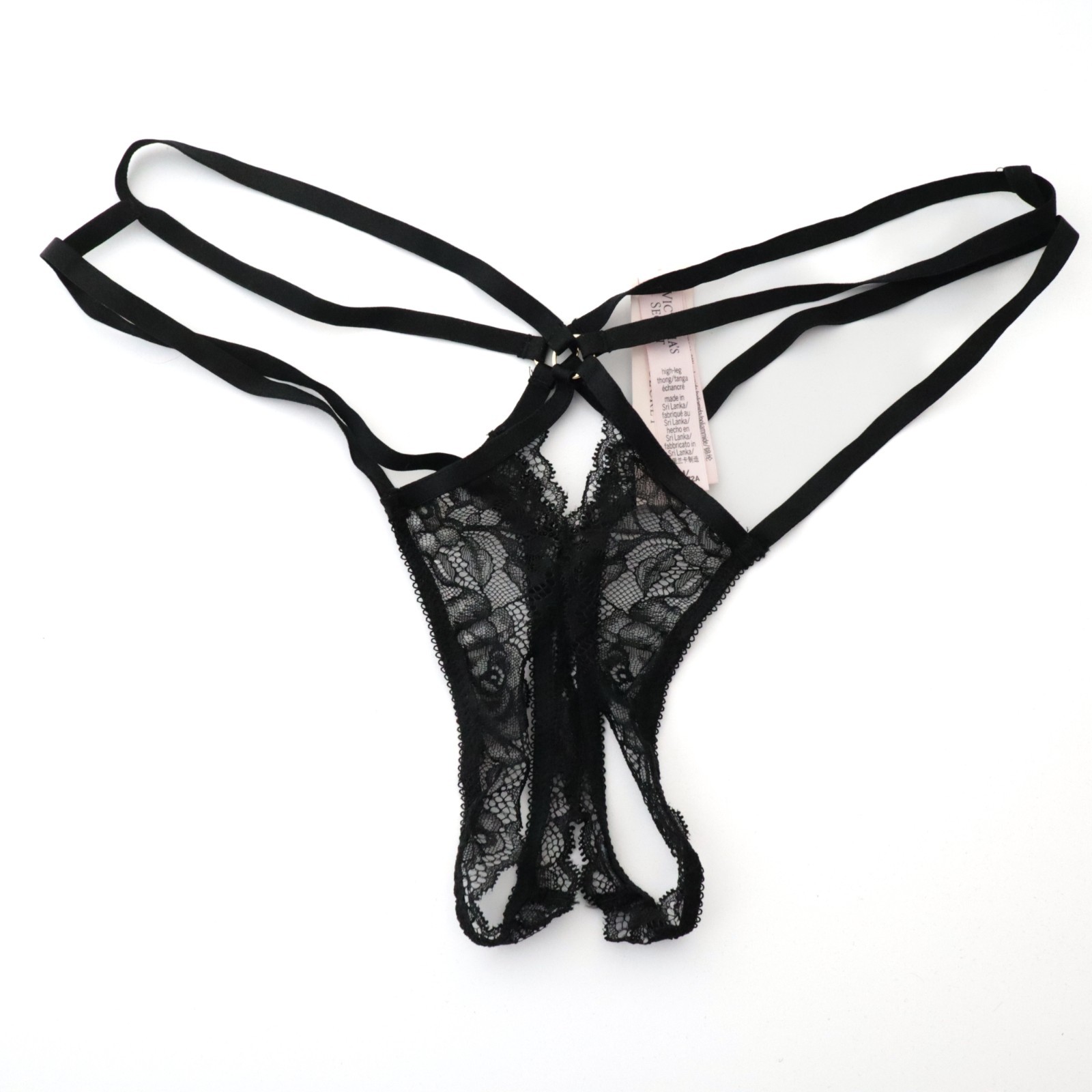 Victoria’s Secret Very Sexy Rose Lace Open Bottom High Leg Thong Panty XL XLARGE