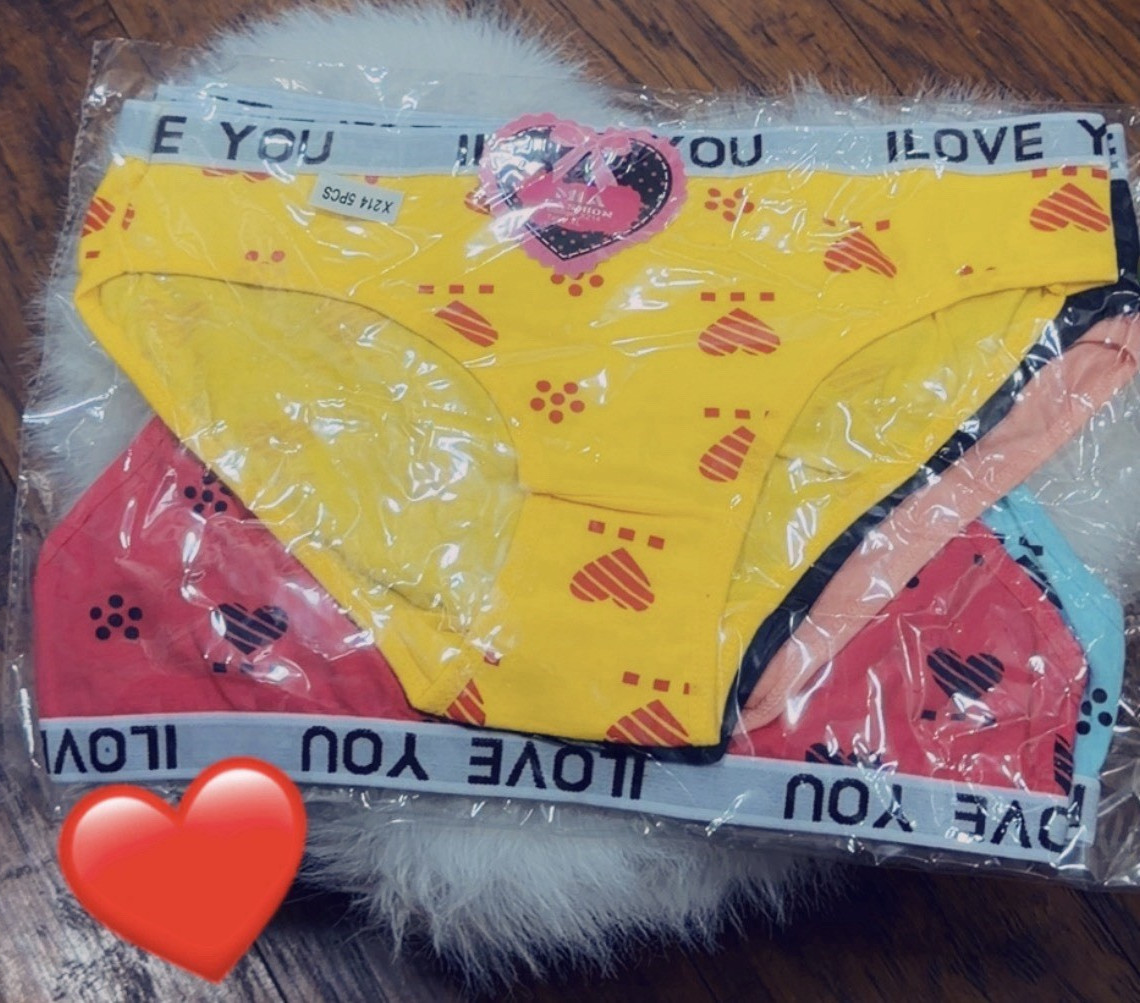 VIA Fashion Women’s XL Bikini Panties 4 Pack Heart Print Cotton Multicolor