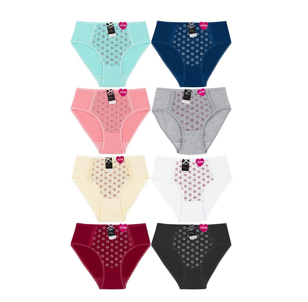 Women’s Lightweight Smooth Stretch Assorted Color Floral Cotton Briefs 12 Pack