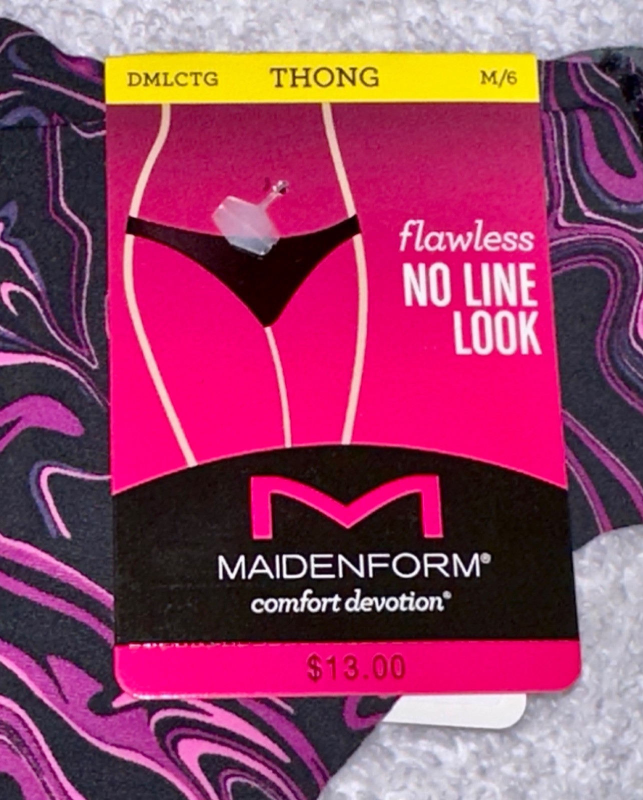 MAIDENFORM Flawless No Line Look Black Thong Panty Underwear Womens S M L XL 2XL