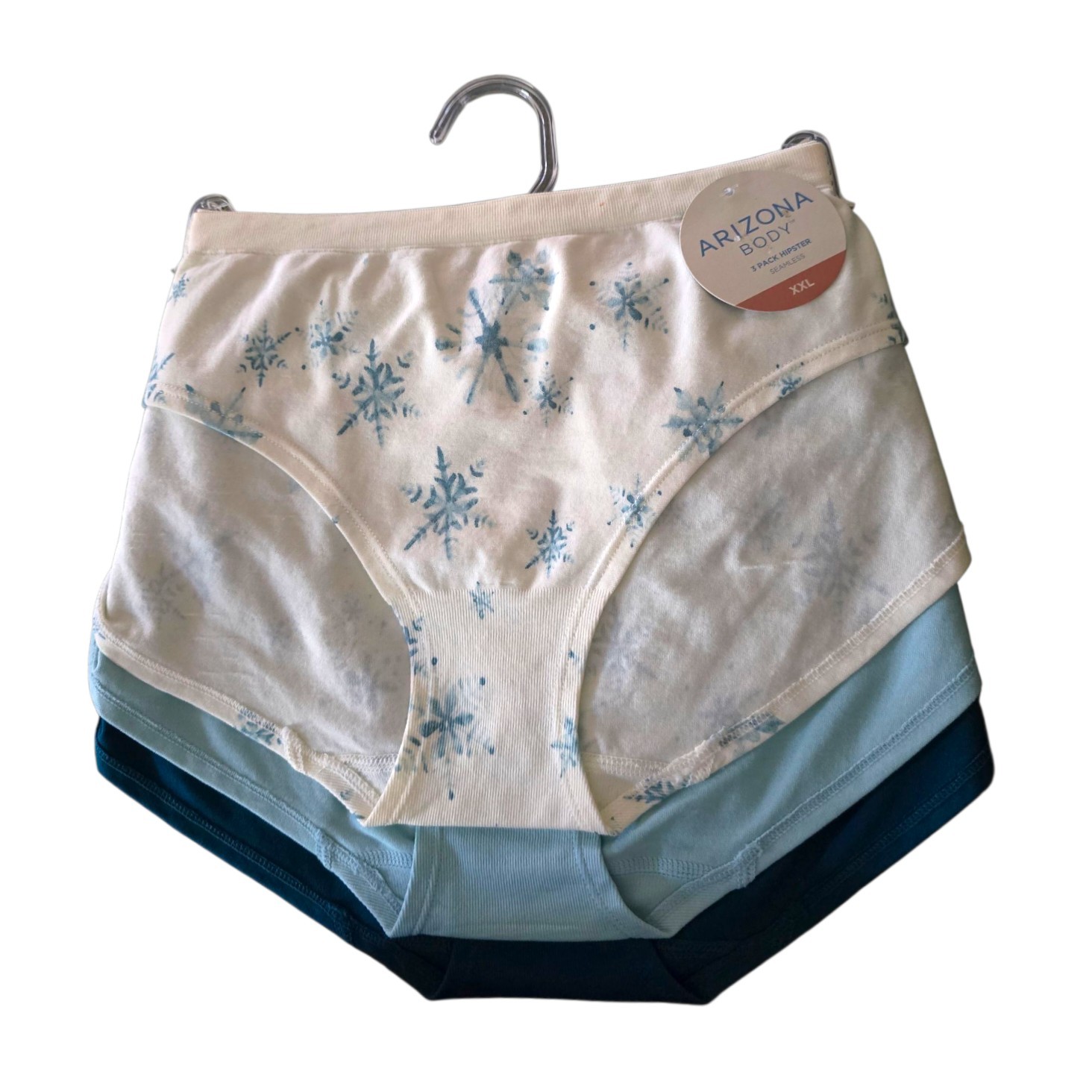 Arizona body 3-pack hipster seamless underwear SZ XXL Teal Aqua Snow