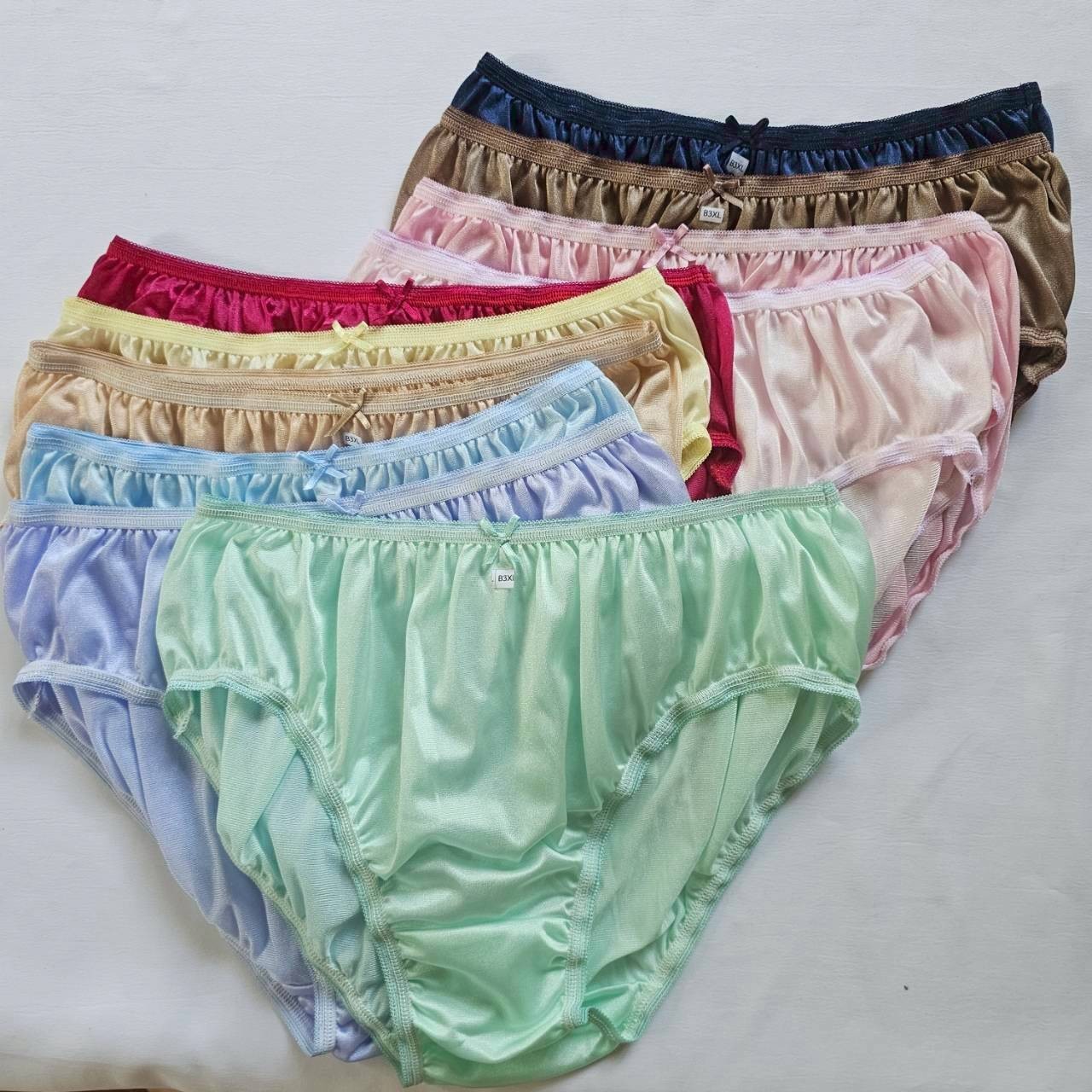 12 Plus Bikini Underwear Nylon Woman Panties Mid-Waist Soft Colorful Briefs /3XL